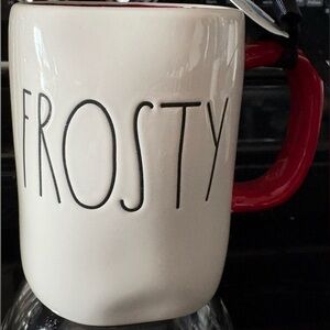 Rae Dunn Frosty Mug - Cream and Red